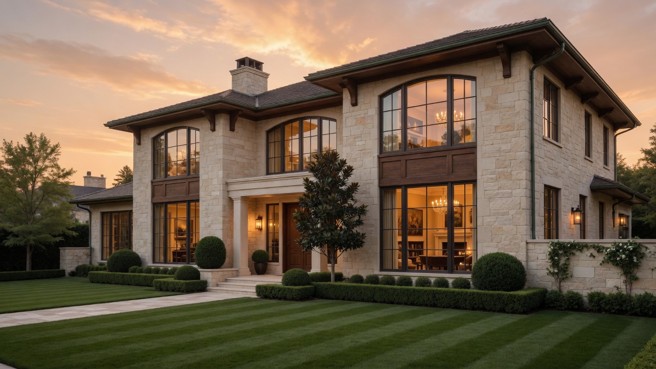 A well-kept home at dusk